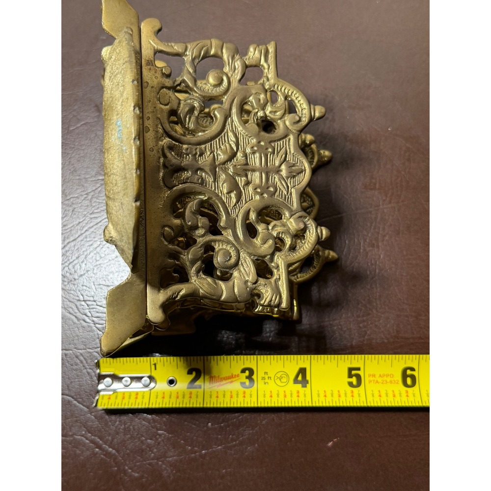 Vtg Solid Brass Letter Holder Mail Organizer Desk Art Nouveau Victorian Style - Picture 9 of 10